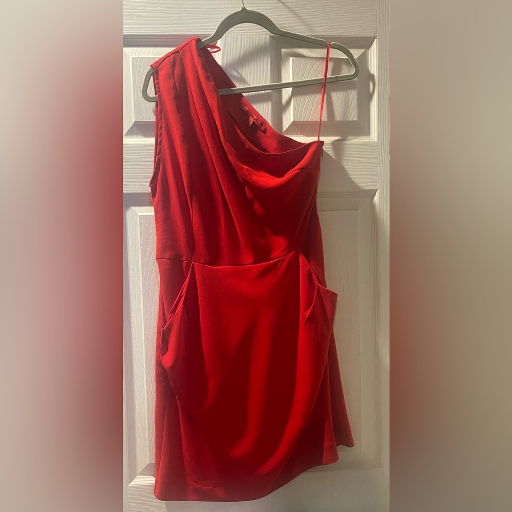 Sweet Rain One Shoulder Red Dress